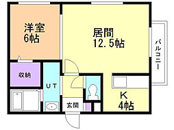 クラリス南平岸2 1LDKの間取図画像
