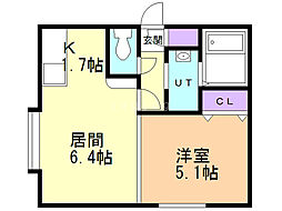 ロンタン清田 1LDKの間取図画像