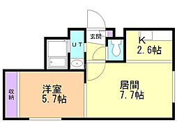 エスペランサ平岸 1LDKの間取図画像