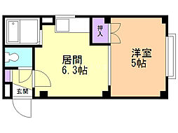 ウォーター通りA 1DKの間取図画像