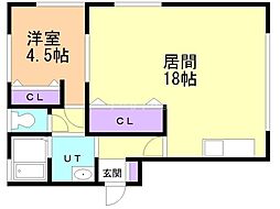北富ビル 1LDKの間取図画像