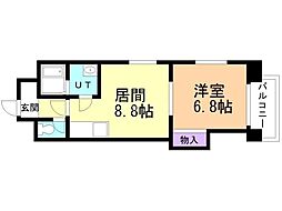カノントヨヒラ 1LDKの間取図画像