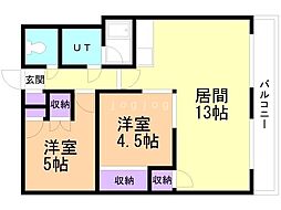 第78松井ビル 2LDKの間取図画像