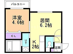 オルフィーク 1LDKの間取図画像