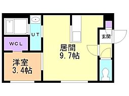 Proud3・4(プラウド3・4) 1LDKの間取図画像