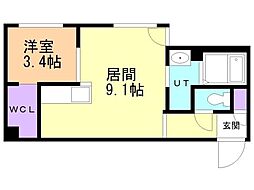 Proud3・4(プラウド3・4) 1LDKの間取図画像
