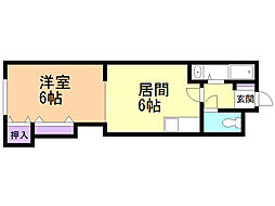 ルワズイール中の島 1DKの間取図画像