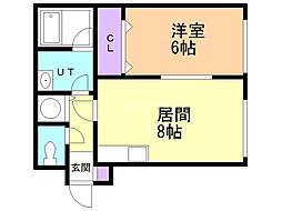 ルナパーク2 1LDKの間取図画像