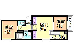 ルミノ豊平 2LDKの間取図画像