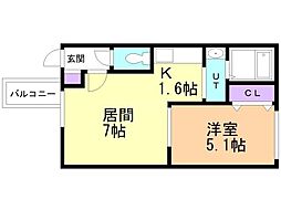 サザンクロス福住 1LDKの間取図画像
