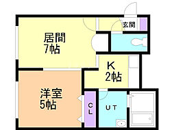 パラドール平岸 1LDKの間取図画像