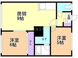 ヤマゼンコーポB 2LDKの間取図画像