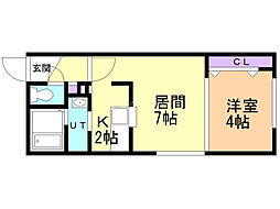ラフィーネ学園前3 1DKの間取図画像