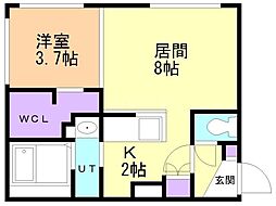 casaAT平岸 1LDKの間取図画像