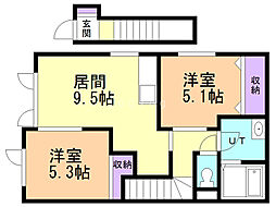 ハウスKmt 2DKの間取図画像