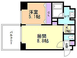 willDo南平岸 1LDKの間取図画像