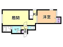 カーサノルテ美園 1LDKの間取図画像