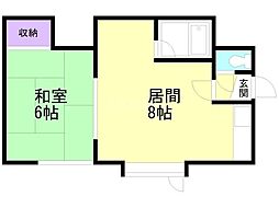 ドリーム里塚 1LDKの間取図画像