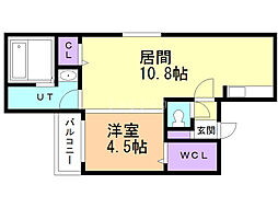 クレステージ西岡 1LDKの間取図画像