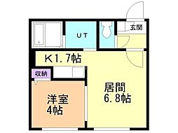 札幌市南区澄川四条2丁目マンション 1LDKの間取図画像