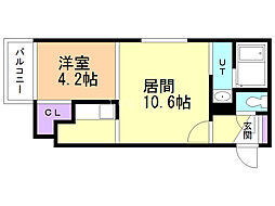 スパークル学園前 1LDKの間取図画像
