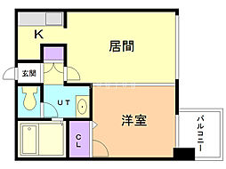 グランカーサ南11条 1LDKの間取図画像