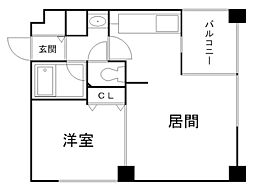 パークハイム12.7 1LDKの間取図画像