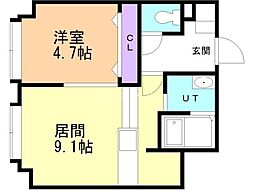 フロントコート南平岸 1LDKの間取図画像
