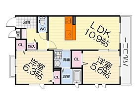 大阪府高石市東羽衣5丁目（賃貸マンション2LDK・3階・54.76㎡） その2