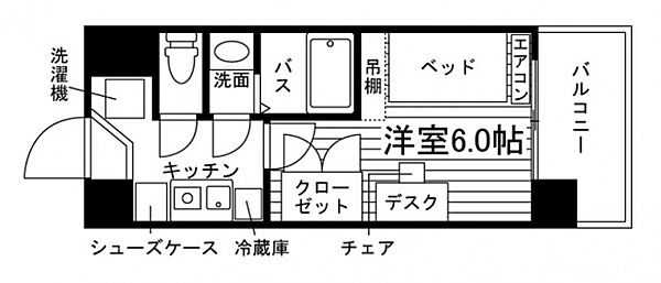 学生会館 エスリード カレッジゲート京都上賀茂[食事付き] ｜京都府京都市北区上賀茂葵之森町(賃貸マンション1K・3階・19.04㎡)の写真 その2