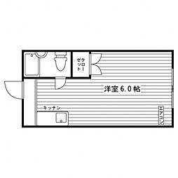 桝嘉ハイツ 1Kの間取図画像