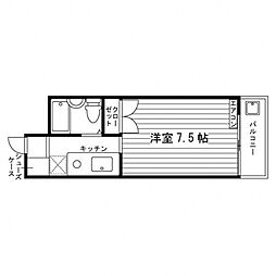 ハウス東 1Kの間取図画像