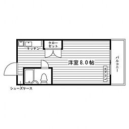 ベルウィッシュ・長岡京 1Kの間取図画像