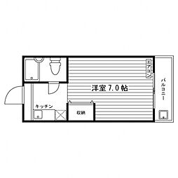 アルカディア松ケ崎 ワンルームの間取図画像
