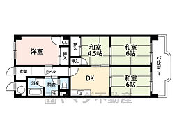 朝倉街道ハイツ 4DKの間取図画像