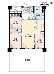 ベルヴィ香椎六番館 3LDKの間取図画像