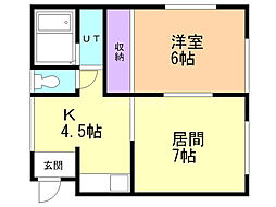 コーポ楽 1LDKの間取図画像