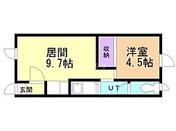 ニューシティ 1DKの間取図画像