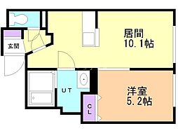 MonreveII 1LDKの間取図画像