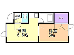 弥生メゾン・ド千田B 1DKの間取図画像