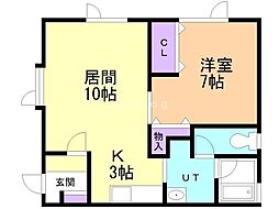 ジュネス2 1LDKの間取図画像