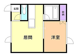 ラ・フィーヌ文苑 1DKの間取図画像