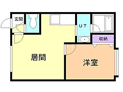 クロス・20 1DKの間取図画像