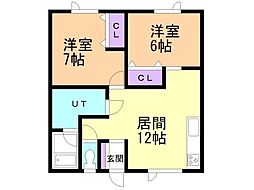 ハイツマホラマ 2LDKの間取図画像