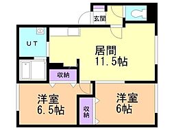 メゾンボヌールC館 2LDKの間取図画像