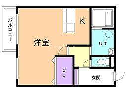 アビタパークサイド昭和中央 1Kの間取図画像
