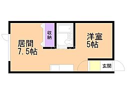 キャンパスオノC 1DKの間取図画像