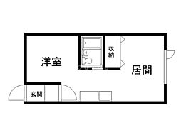 キャンパスオノC 1DKの間取図画像