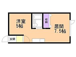 キャンパスオノC 1DKの間取図画像
