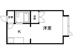 レジデンスAO 1Kの間取図画像